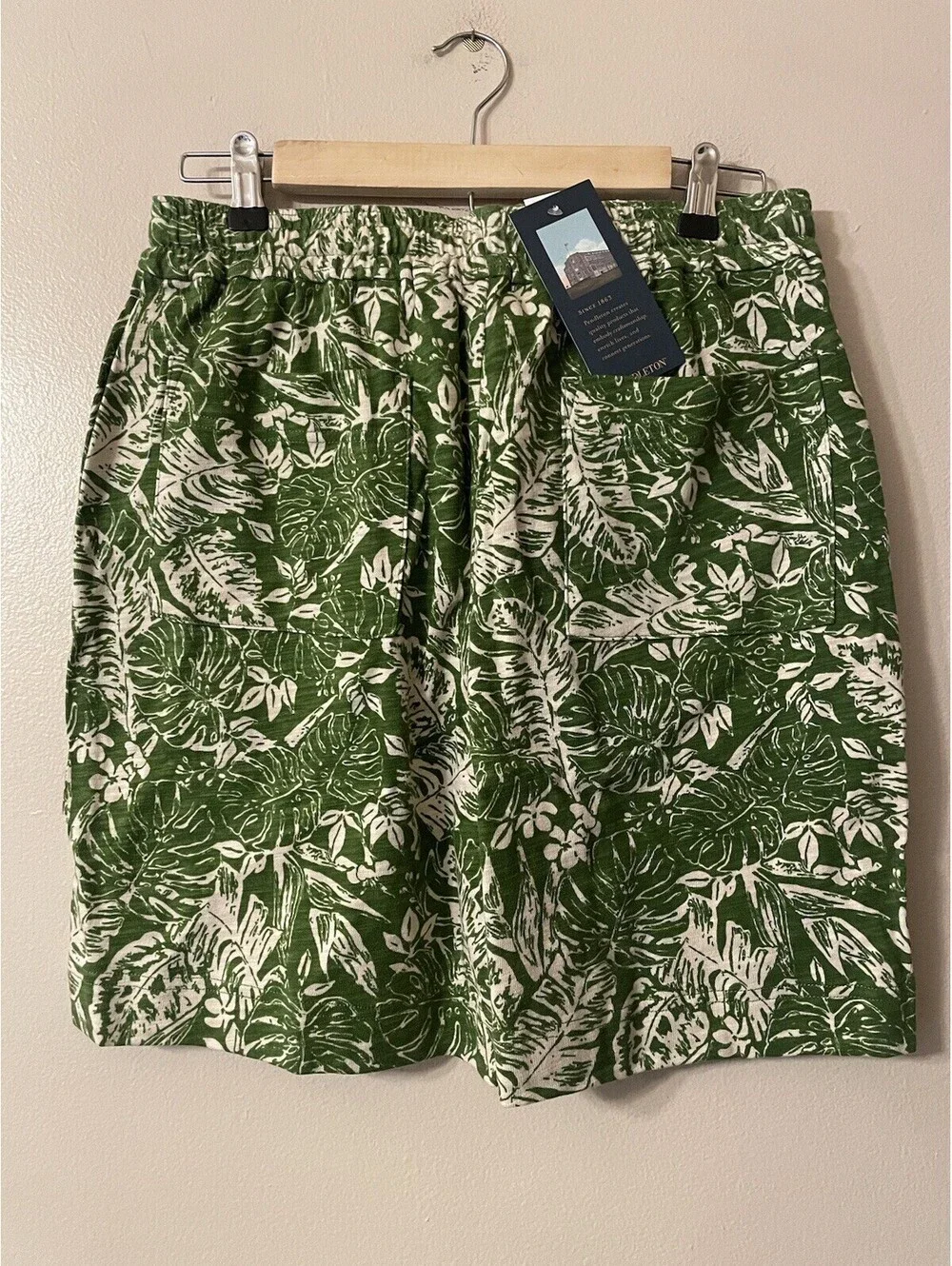 Pendleton Men’s Wayside Knit Short Olive Green Tropical Print Pockets Size L